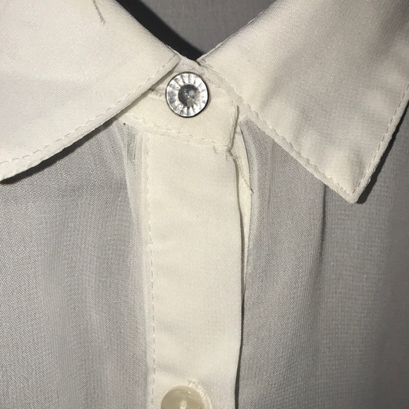 Sheer White Button Up With Lace Sleeves - Picture 7 of 7